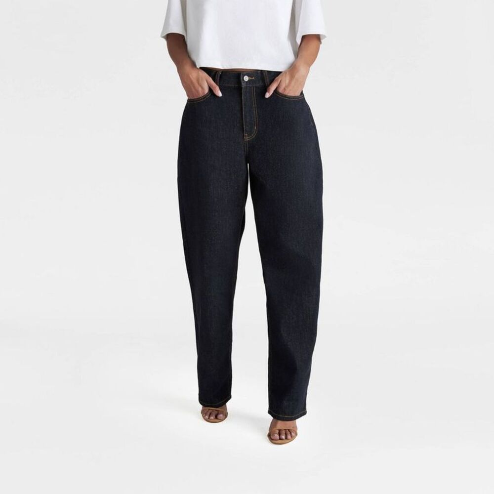 High-Rise Wide Leg Jeans in Dark Indigo - Women's Pants